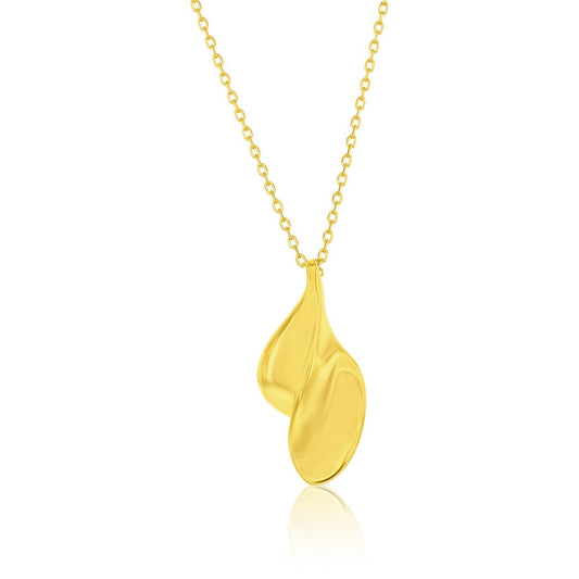 Sterling Silver, Polished Twist Design Necklace - Gold Plated