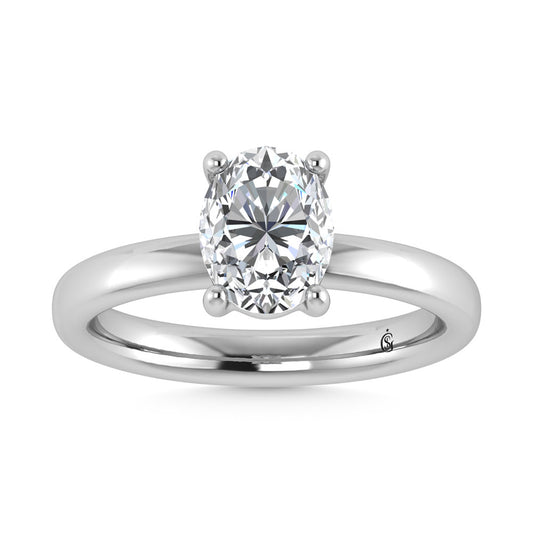 14K White Gold Lab Grown Diamond 2 CT IGI Certified Oval Shape Solitaire (Available from 1CT to 7CT)