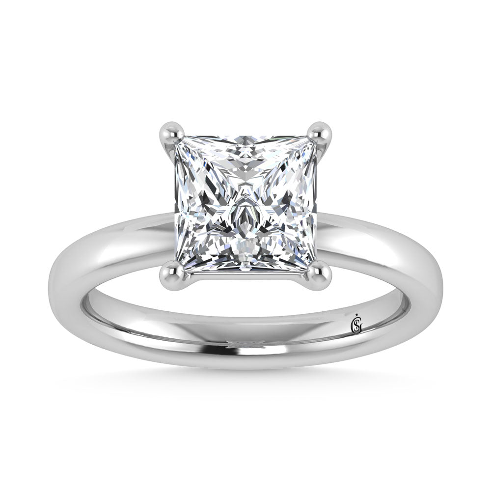 14K White Gold Lab Grown Diamond 1 CT IGI Certified Princess Shape Solitaire (Available from 1CT to 7CT)