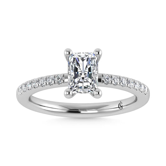 14K White Gold Lab Grown Diamond 1 7/8 CT IGI Certified Radiant Shape Hidden Halo Engagement Ring
