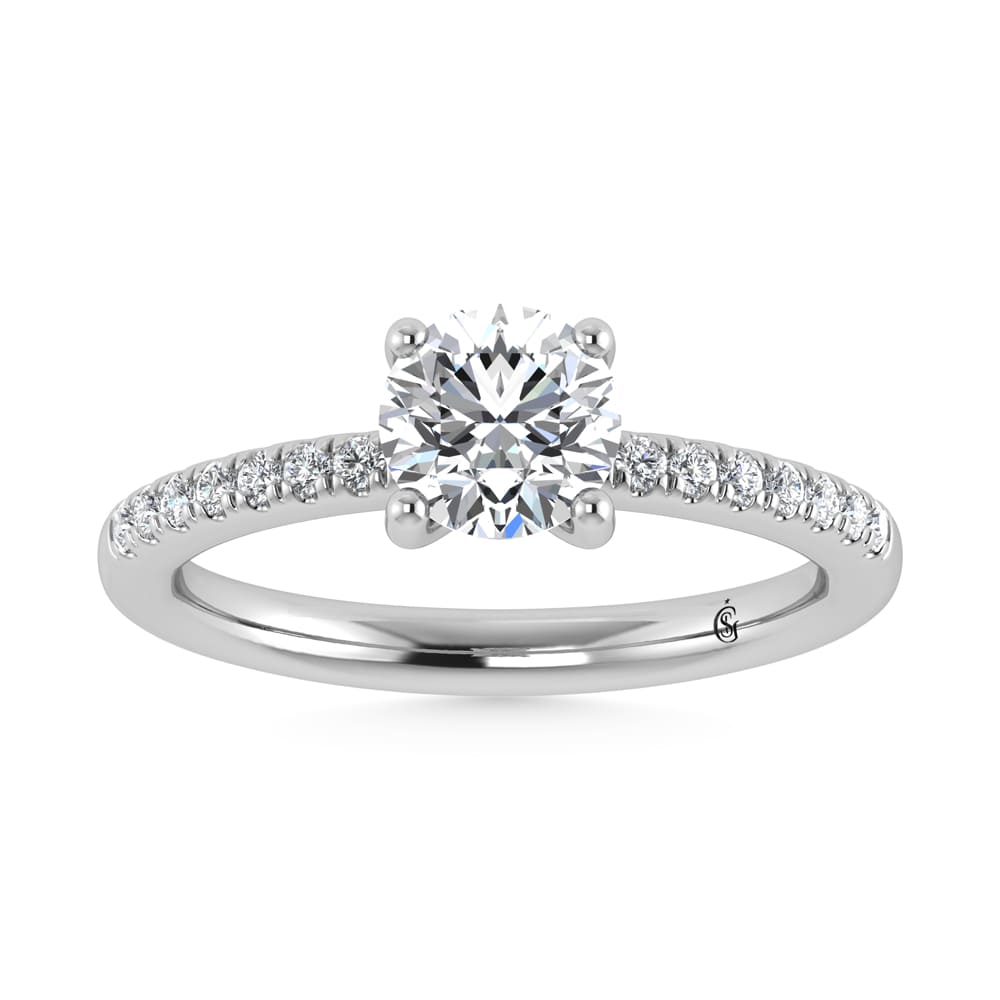 14K White Gold Lab Grown Diamond 1 1/5 CT IGI Certified Round Shape Hidden Halo Engagement Ring (IGI Certified Center 1ct)