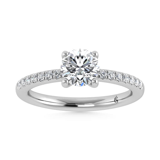 14K White Gold Lab Grown Diamond 1 1/5 CT IGI Certified Round Shape Hidden Halo Engagement Ring (IGI Certified Center 1ct)