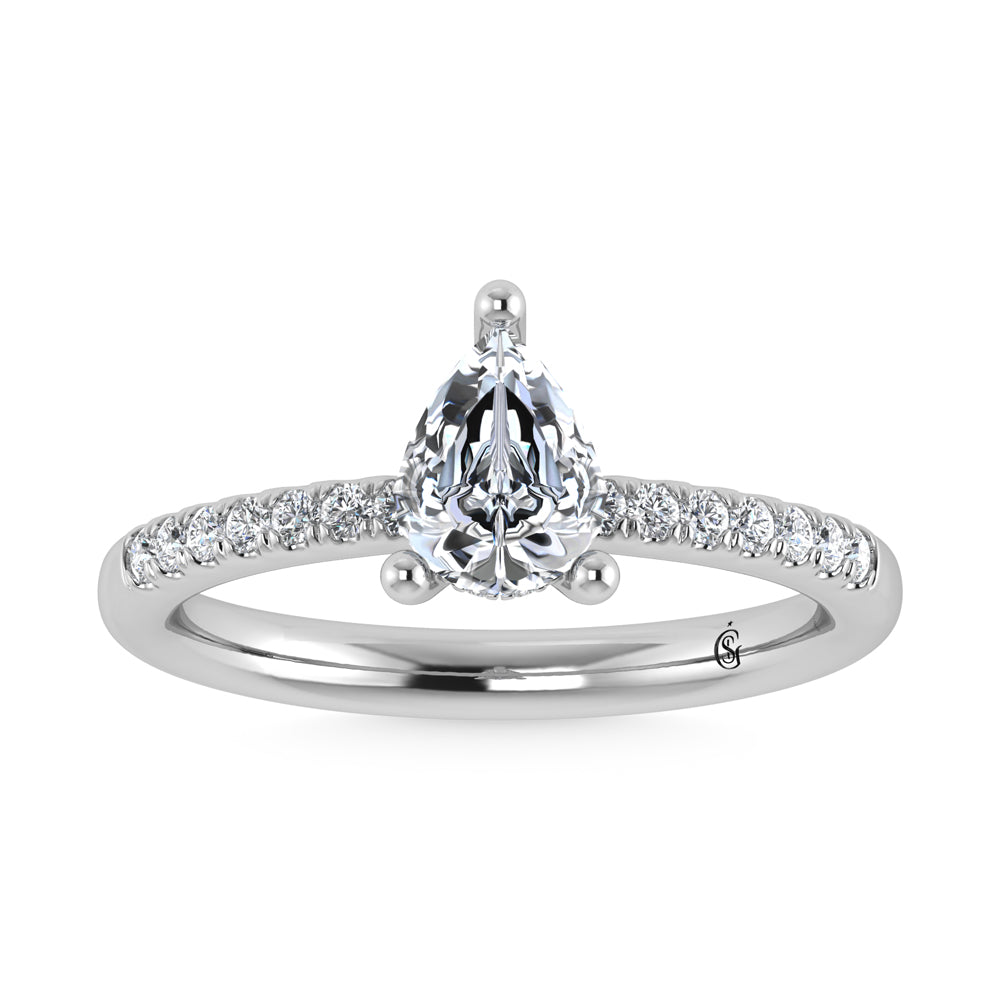 14K White Gold Lab Grown Diamond 2 3/8 CT Hidden Halo Engagement Ring (IGI Certified Center 2ct)