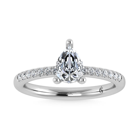 14K White Gold Lab Grown Diamond 2 3/8 CT Hidden Halo Engagement Ring (IGI Certified Center 2ct)