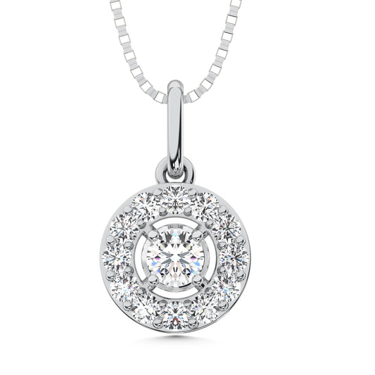 10K White Gold Lab Grown Diamond 1/5 CT Fashion Pendant With Chain