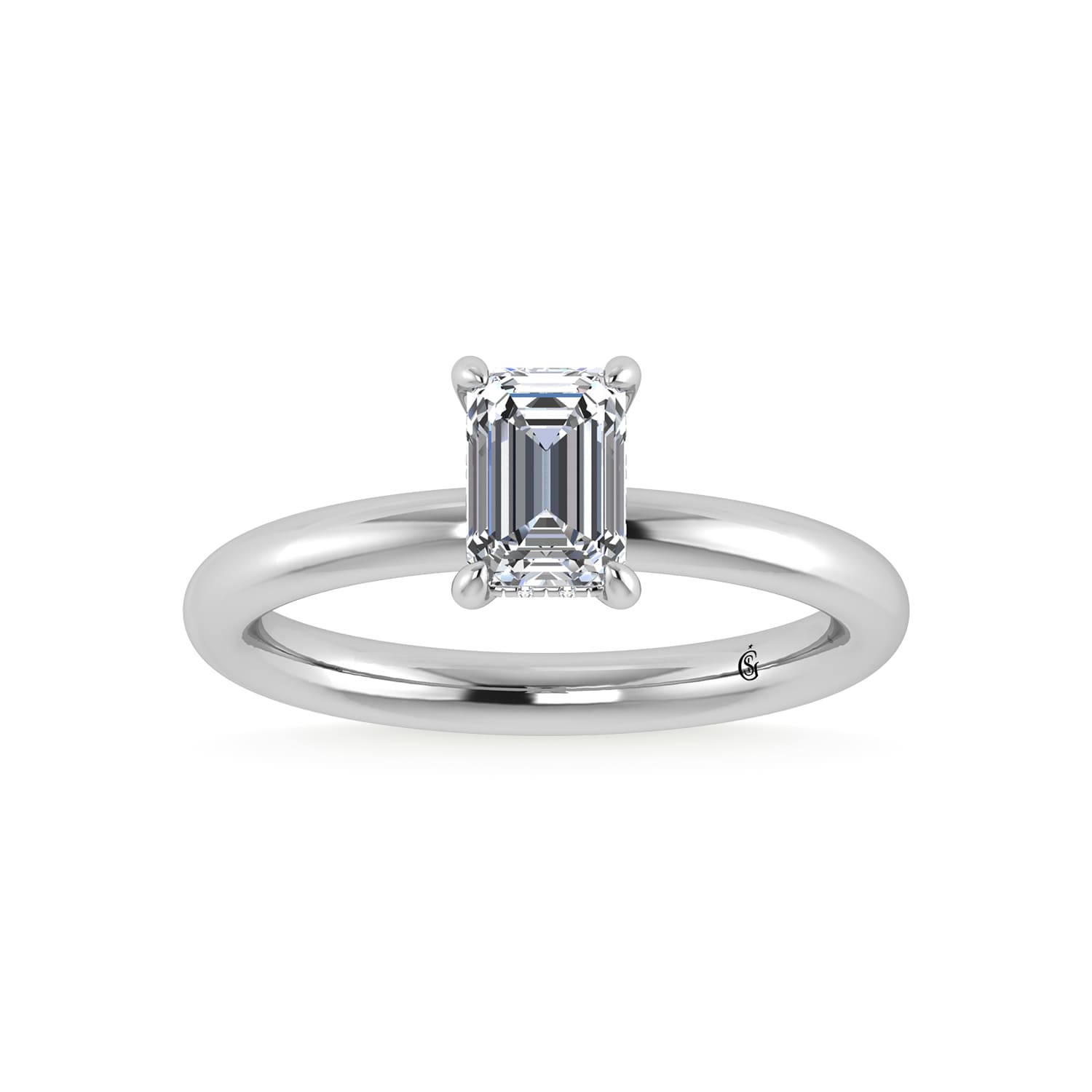 14K White Gold Lab Grown Diamond 1 1/20CT Emerald Shape Engagement Ring (IGI Certified Center 1ct)