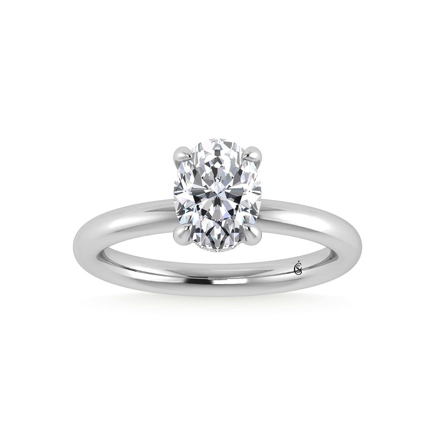 14K White Gold Lab Grown Diamond 1 1/2 CT Oval Shape Engagement Ring (IGI Certified Center 1 1/2 ct)