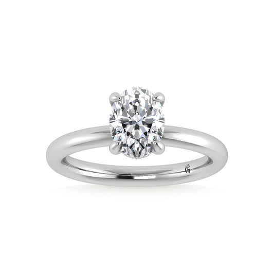 14K White Gold Lab Grown Diamond 1 1/2 CT Oval Shape Engagement Ring (IGI Certified Center 1 1/2 ct)