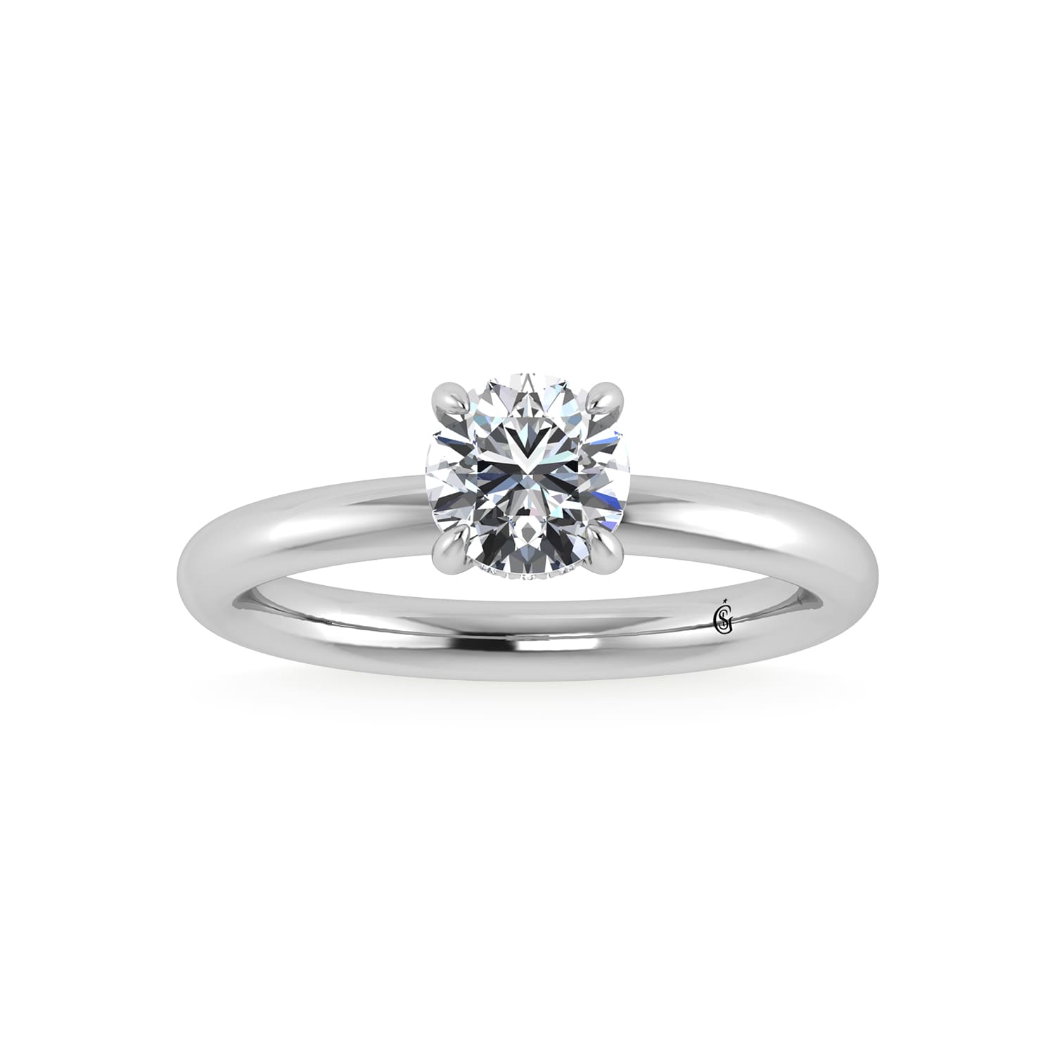 14K White Gold Lab Grown Diamond 1 1/20CT Round Shape Engagement Ring (IGI Certified Center 1ct)