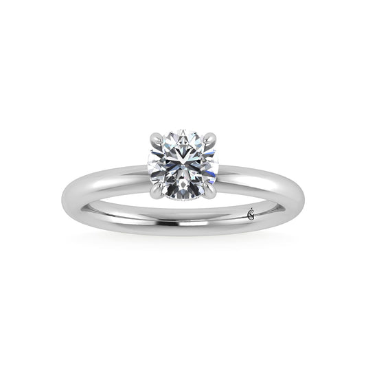 14K White Gold Lab Grown Diamond 1 1/20CT Round Shape Engagement Ring (IGI Certified Center 1ct)