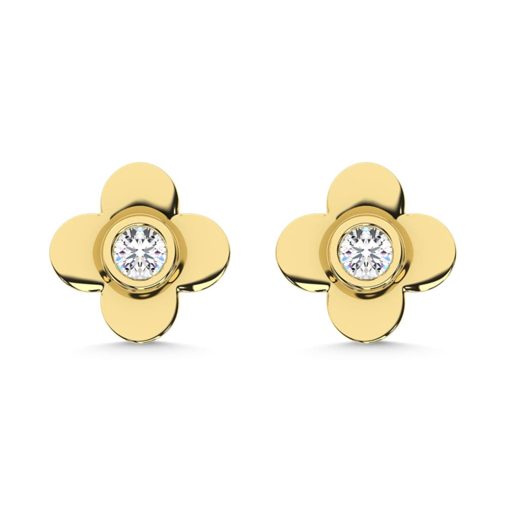 10K Yellow Gold Lab Grown Diamond 1/10 CT Clover Earrings