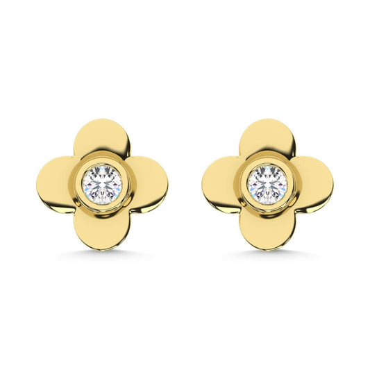 10K Yellow Gold Lab Grown Diamond 1/10 CT Clover Earrings