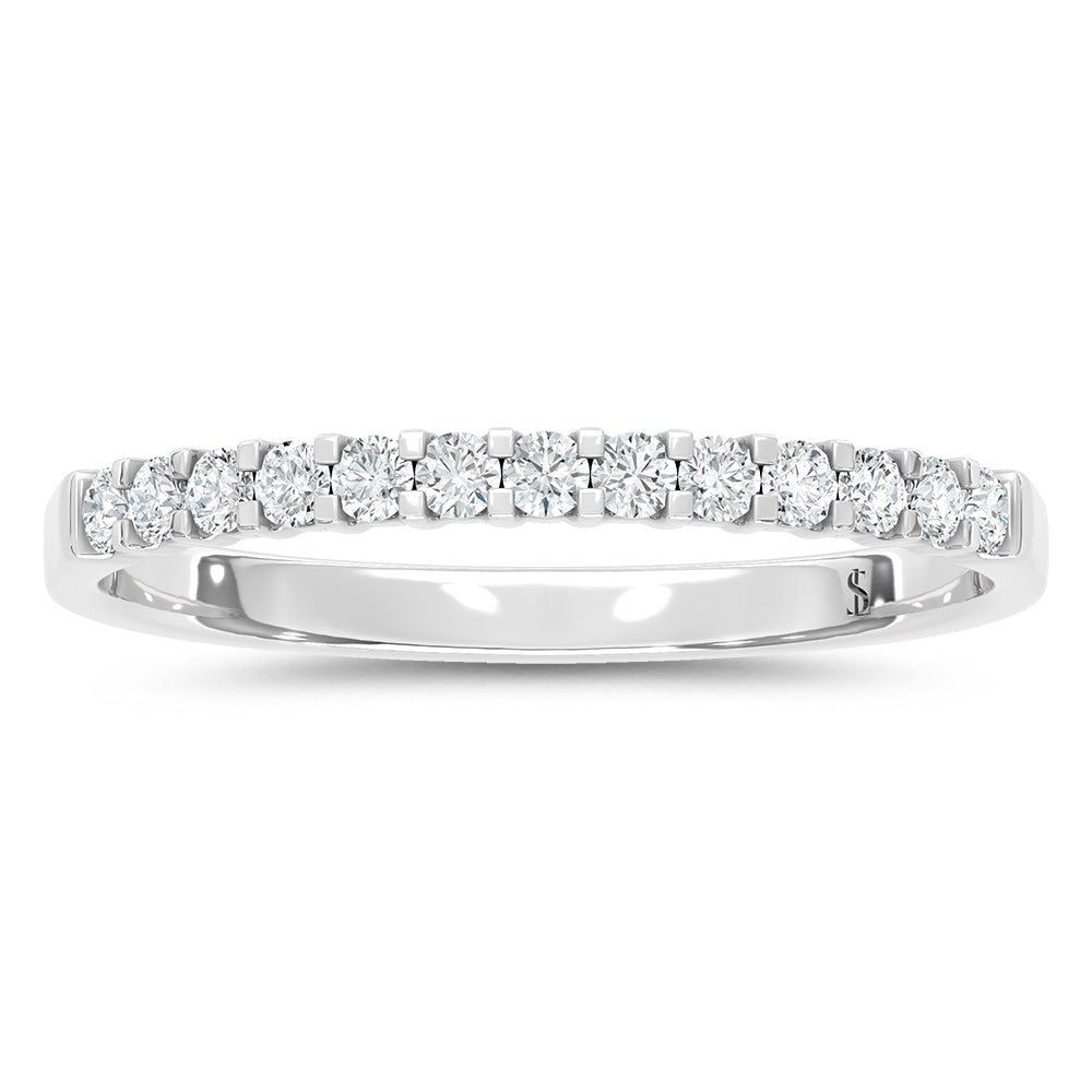 14K White Gold Lab Grown Diamond 1/6 CT Ladies Machine Band