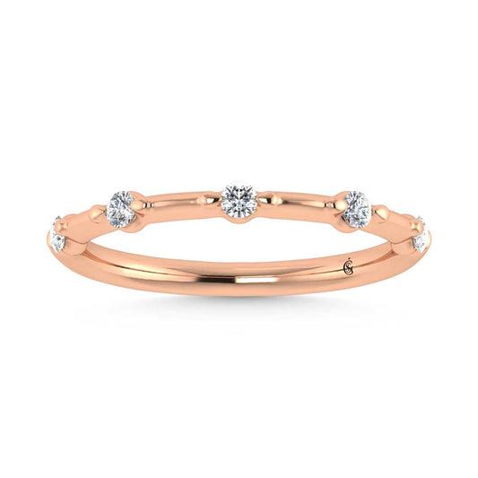 14K Rose Gold Lab Grown Diamond 1/6 CT Wedding Band