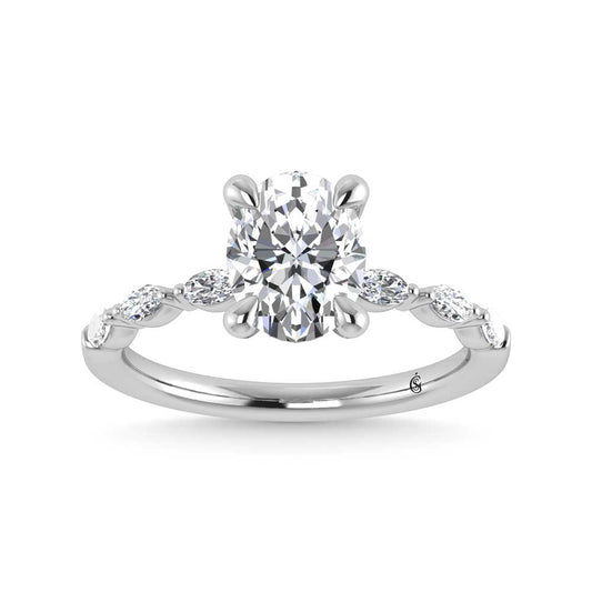 14K White Gold Lab Grown Diamond 2 1/4 CT Engagement Ring  (IGI Certified Center 2ct)