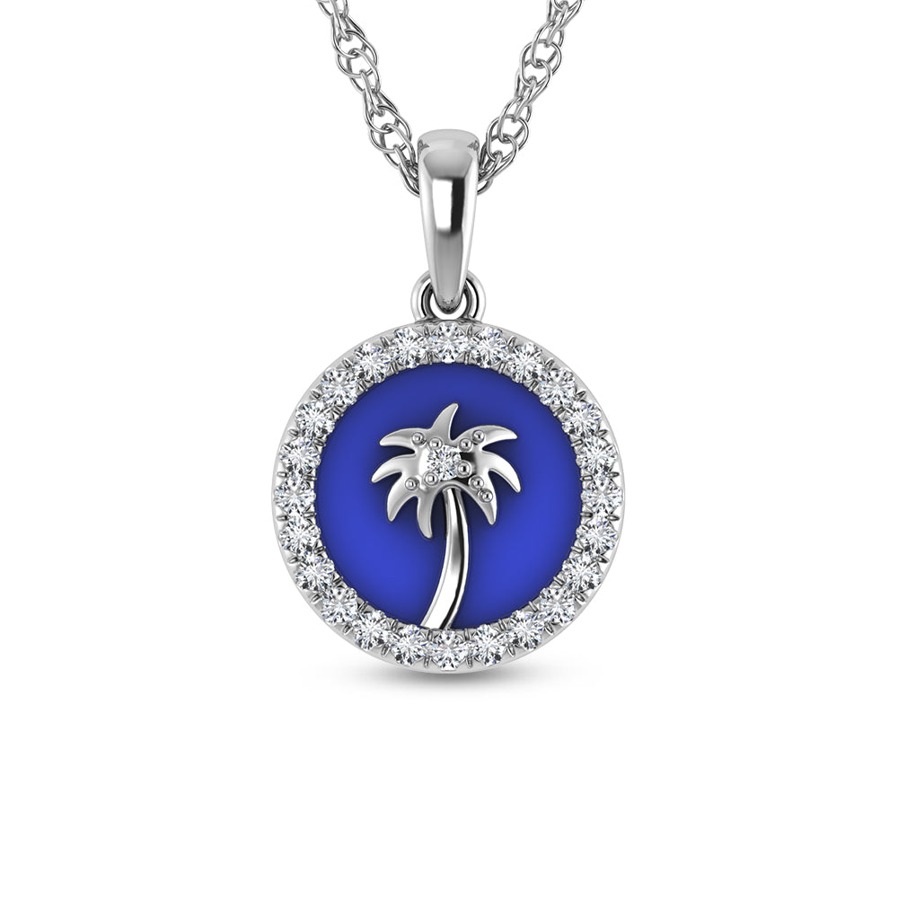 Sterling Silver 1/6 CT Lab Grown Diamond Sea Of Life palm Tree Pendant