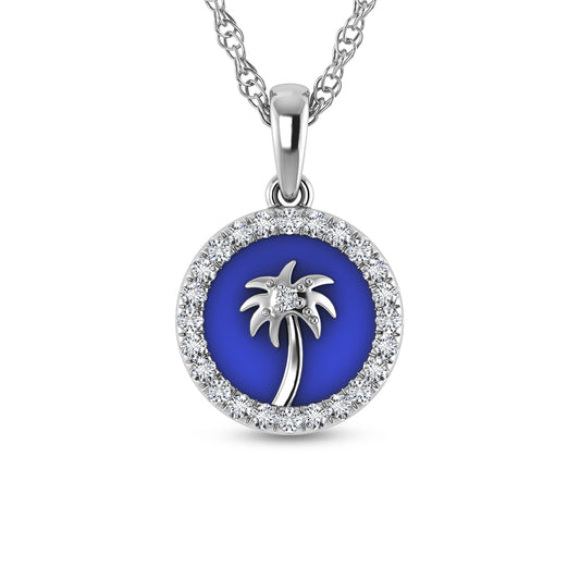 Sterling Silver 1/6 CT Lab Grown Diamond Sea Of Life palm Tree Pendant
