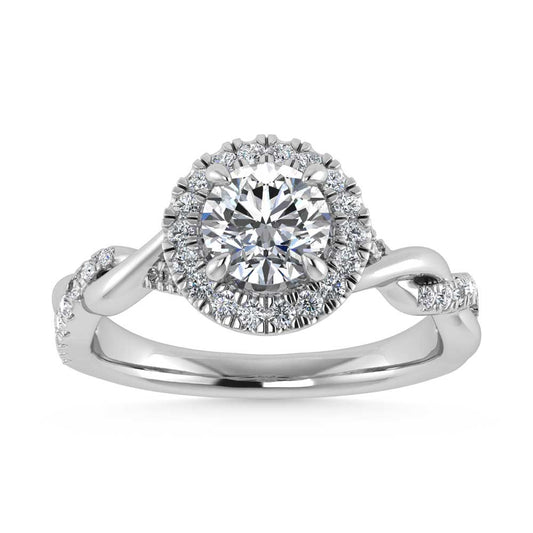 14K White Gold Lab Grown Diamond 1 1/4 CT Engagement Ring (Center Round 1ct)
