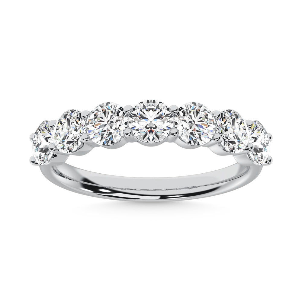 14K White Gold  Round Shape 1 1/2 CT 7 Stone Lab Grown Diamond Band
