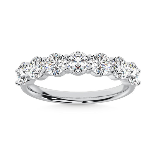 14K White Gold  Round Shape 1 1/2 CT 7 Stone Lab Grown Diamond Band