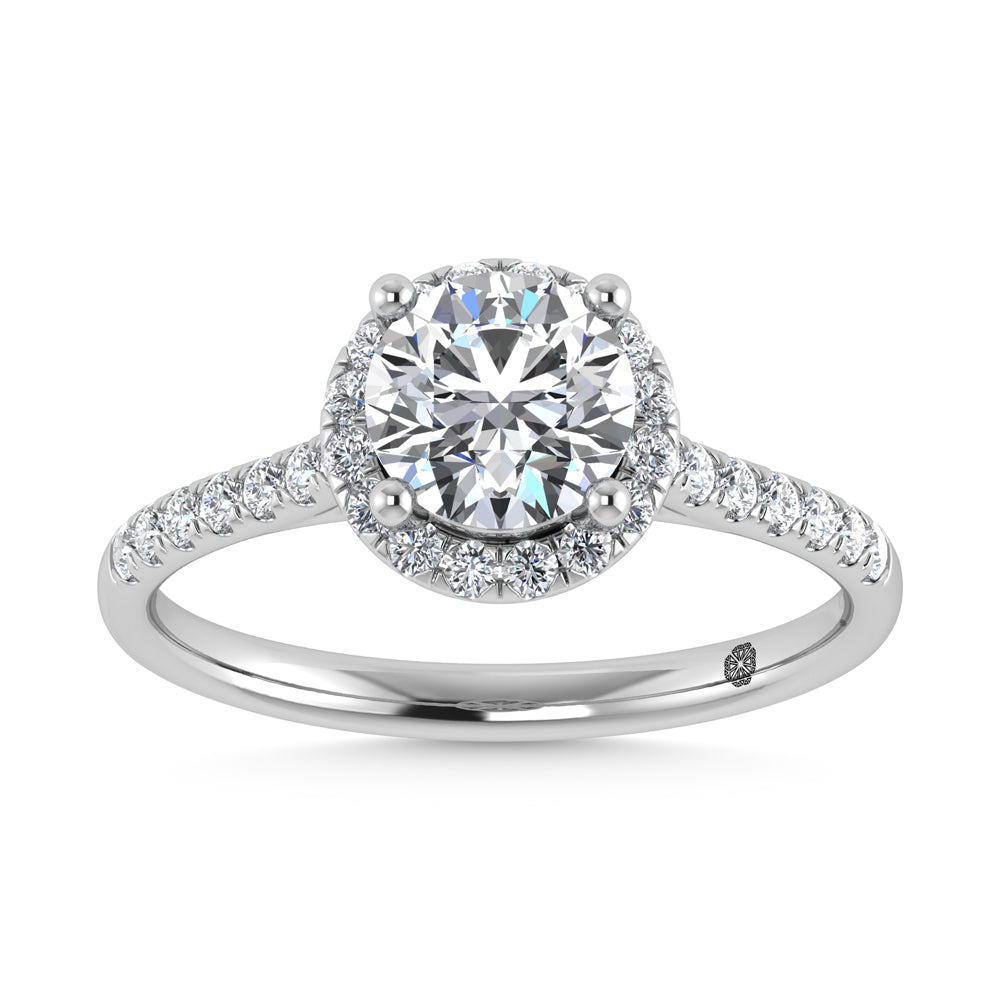 10K White Gold 1 1/4 CT Lab Grown Diamond Halo Engagement Ring (IGI Certified Center 1 CT)