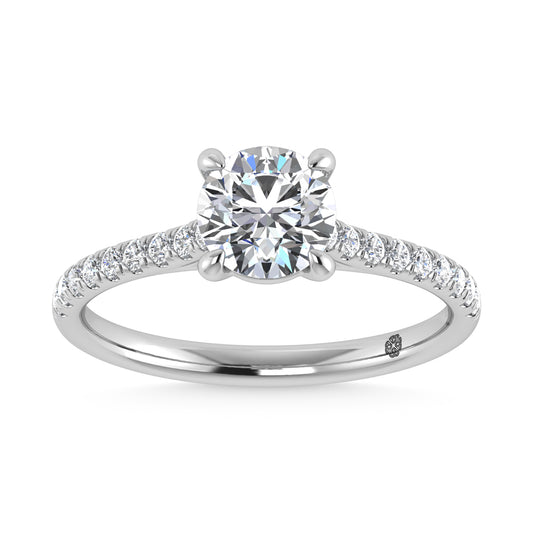 10K White Gold 1 1/4 CT Lab Grown Diamond Halo Engagement Ring (Center 1 CT)
