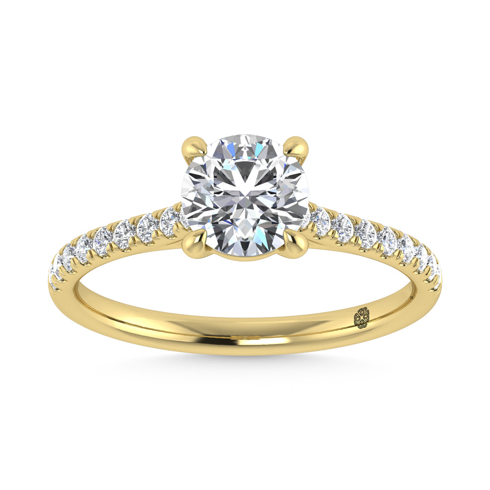 10K Yellow Gold 1 1/4 CT Lab Grown Diamond Halo Engagement Ring (Center 1 CT)