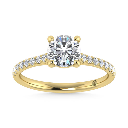 10K Yellow Gold 1 1/4 CT Lab Grown Diamond Halo Engagement Ring (Center 1 CT)