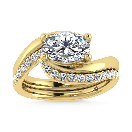 14K Yellow Gold 1 7/8 CT Lab Grown Diamond Oval Shape Bridal Ring (IGI Certified Center 1 1/2ct)