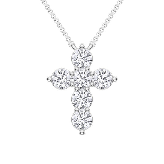 10K White Gold 1/2 CT Lab Grown Diamond Cross Pendant