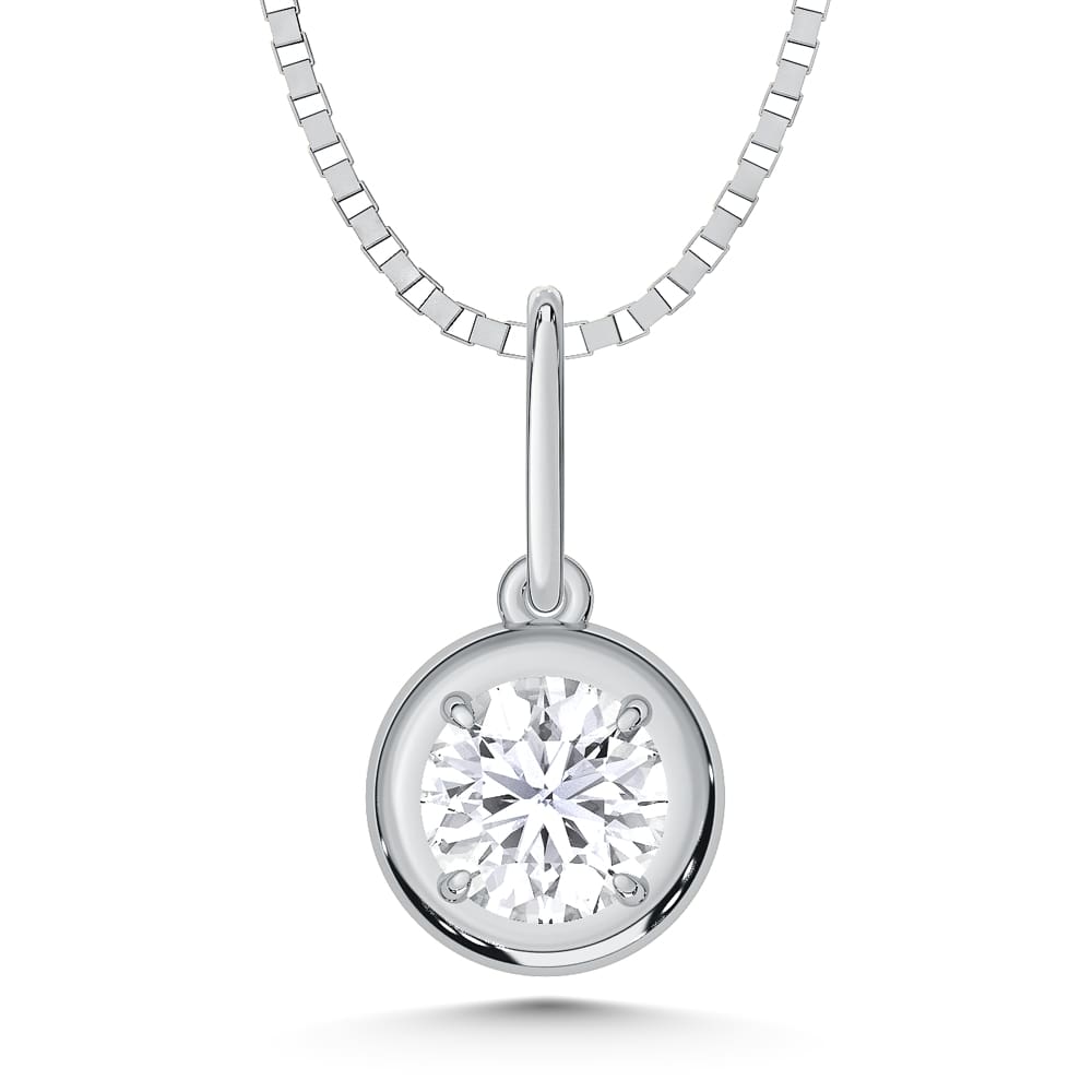 10K White Gold 1/4 CT Lab Grown Diamond Solitaire Pendant