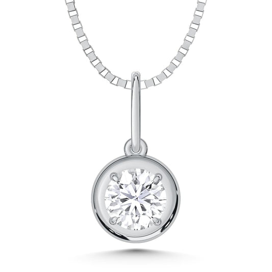 10K White Gold 1/4 CT Lab Grown Diamond Solitaire Pendant