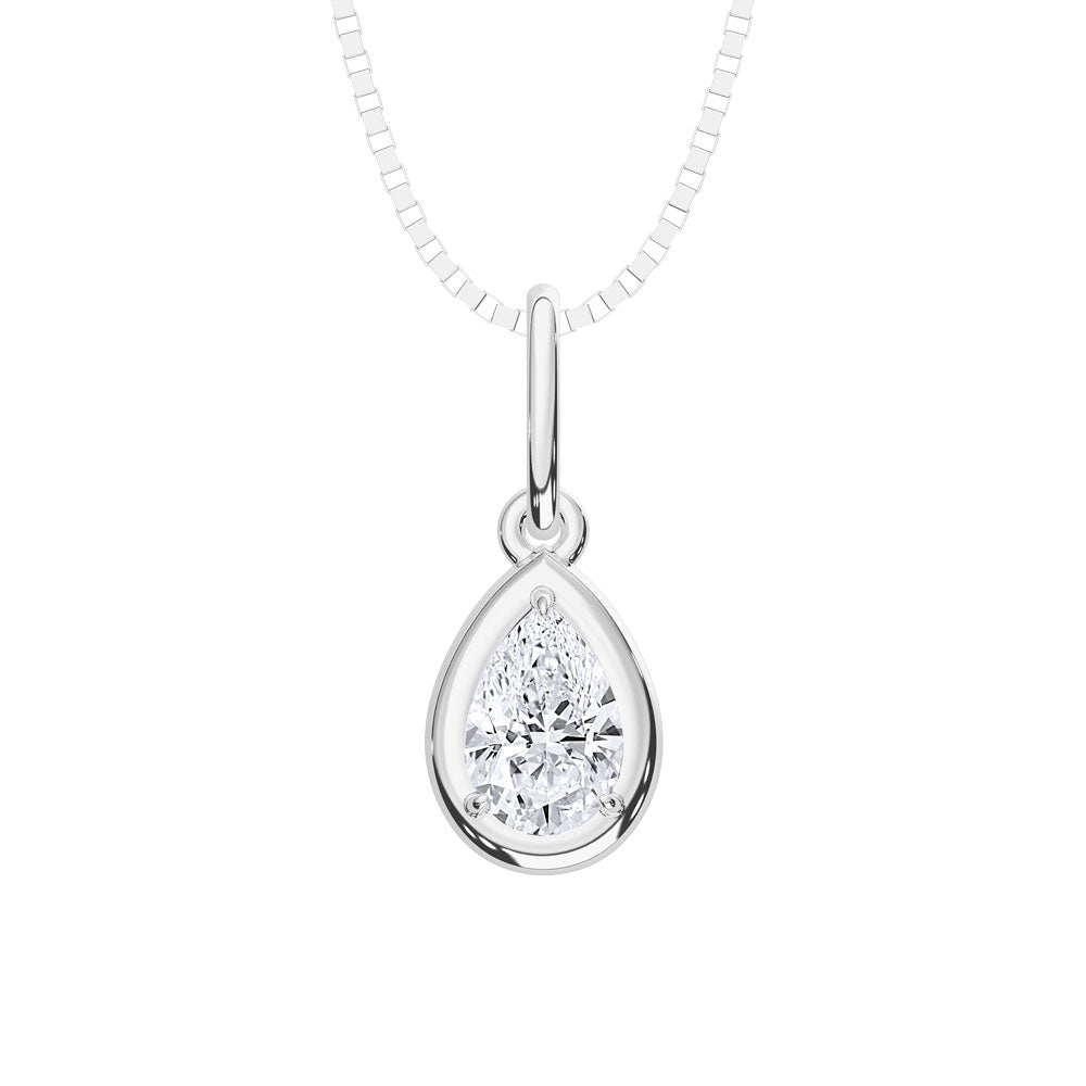 10K White Gold Lab Grown Diamond 1/4 CT Pear Shape Pendant