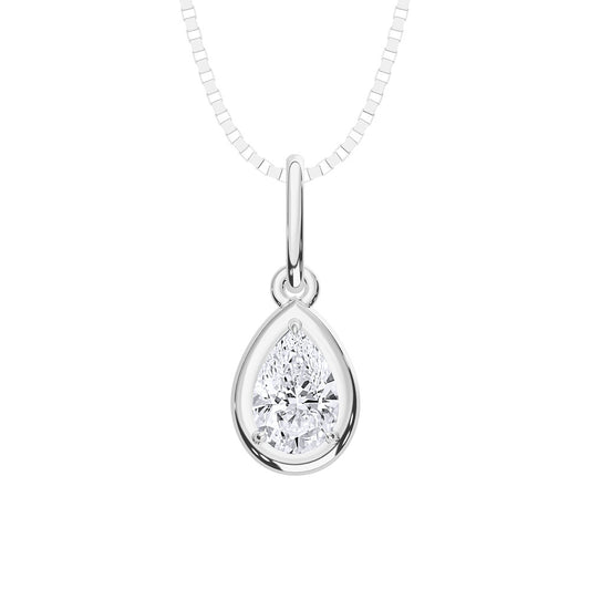 10K White Gold Lab Grown Diamond 1/4 CT Pear Shape Pendant