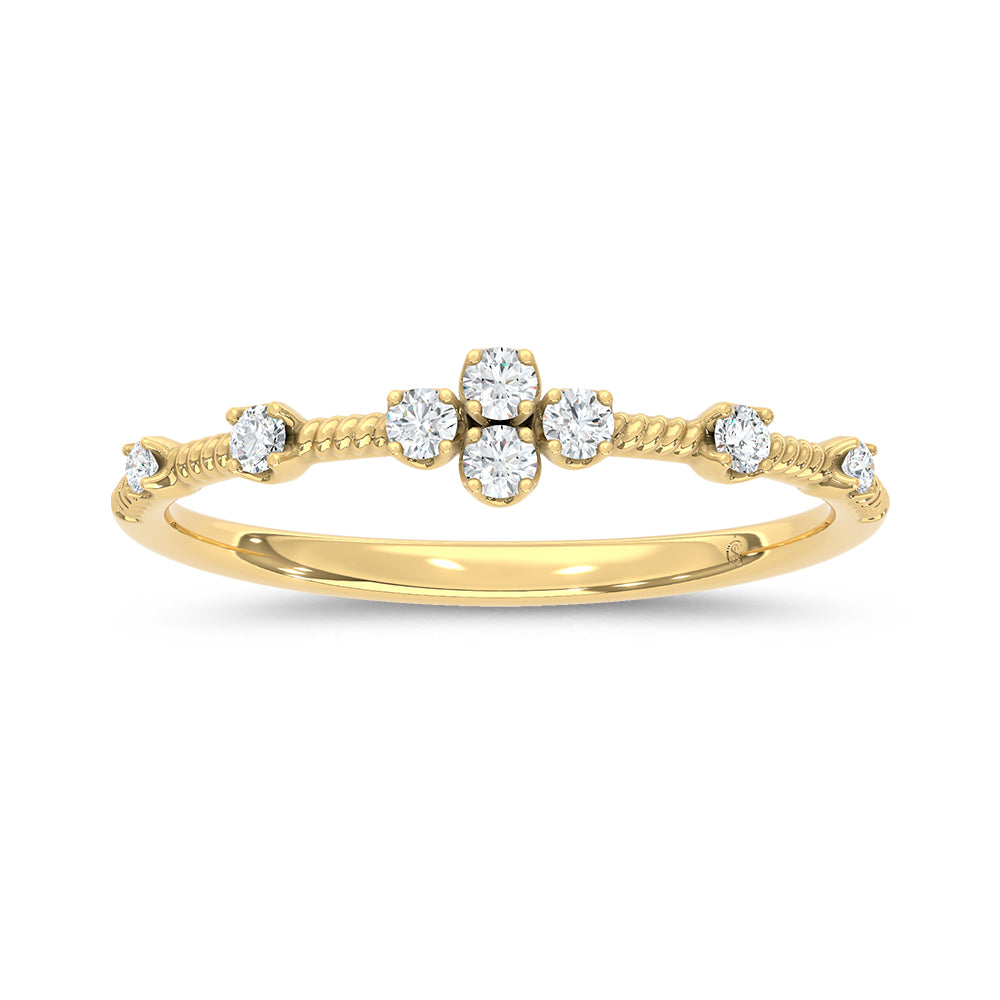 10K Two Tone 1/8 CT Lab Grown Diamond Stackable Band
