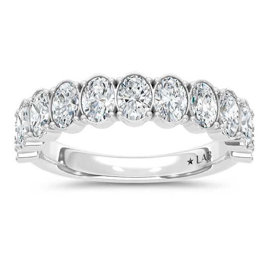 14K White Gold Lab Grown Diamond 4 CT Oval Shape Wedding Band