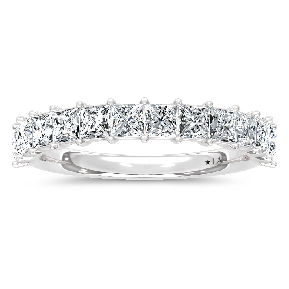 14K White Gold Lab Grown Diamond  1 3/4 CT Princess Band