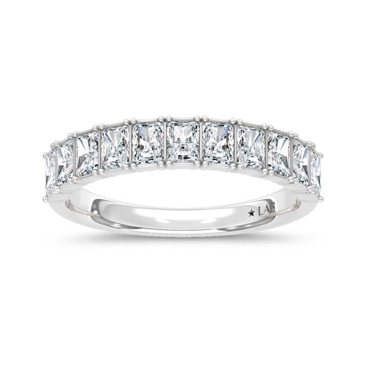 14K White Gold Lab Grown Diamond Radiant Cut Shape 1 1/2 CT Half Way Band