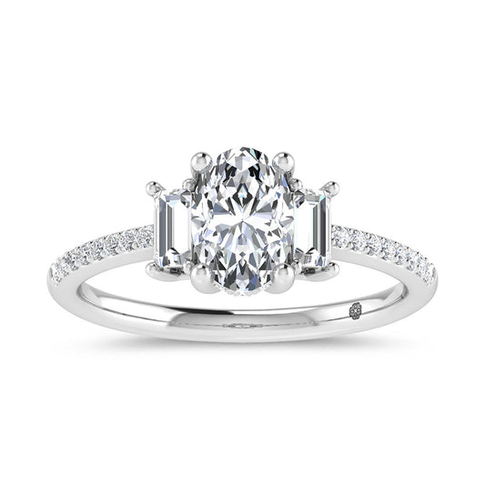 14K White Gold 1 1/4 CT Lab Grown Diamond Three Stone Engagement Ring