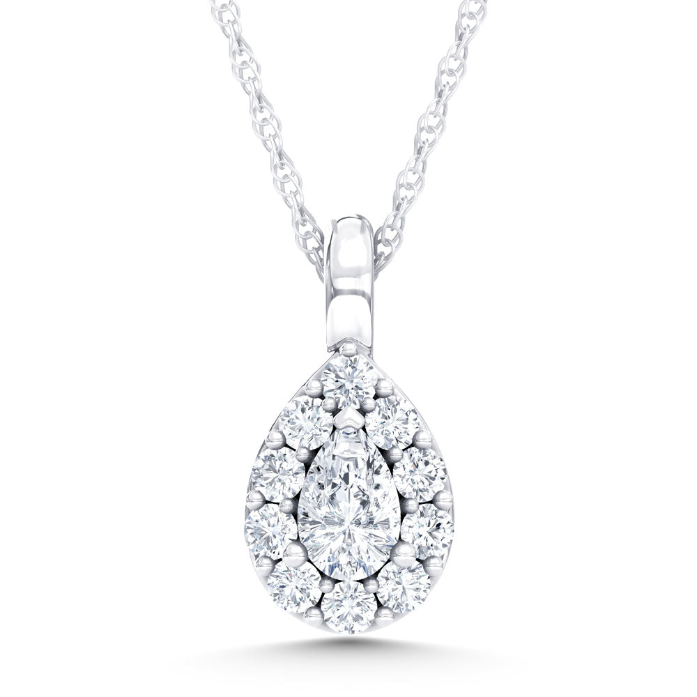 10K White Gold Lab Grown Diamond 1/4 CT Pear Pendant