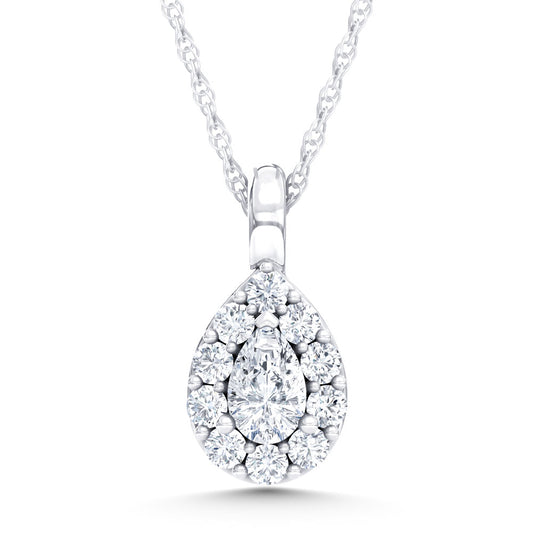 10K White Gold Lab Grown Diamond 1/4 CT Pear Pendant