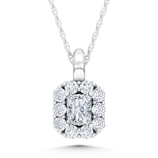10K White Gold Lab Grown Diamond 1/4 CT Radiant Pendant
