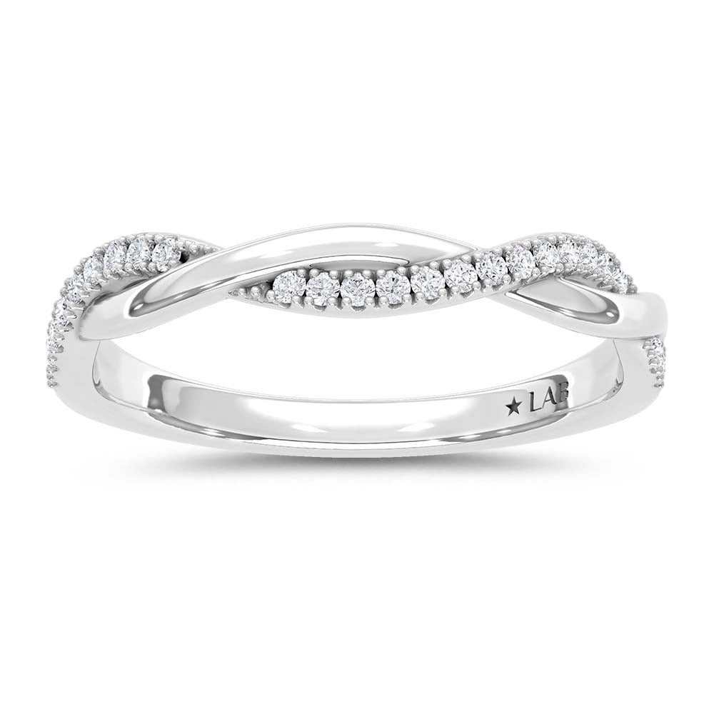 14K White Gold Lab Grown Round Diamond 1/10 CT Wedding Band