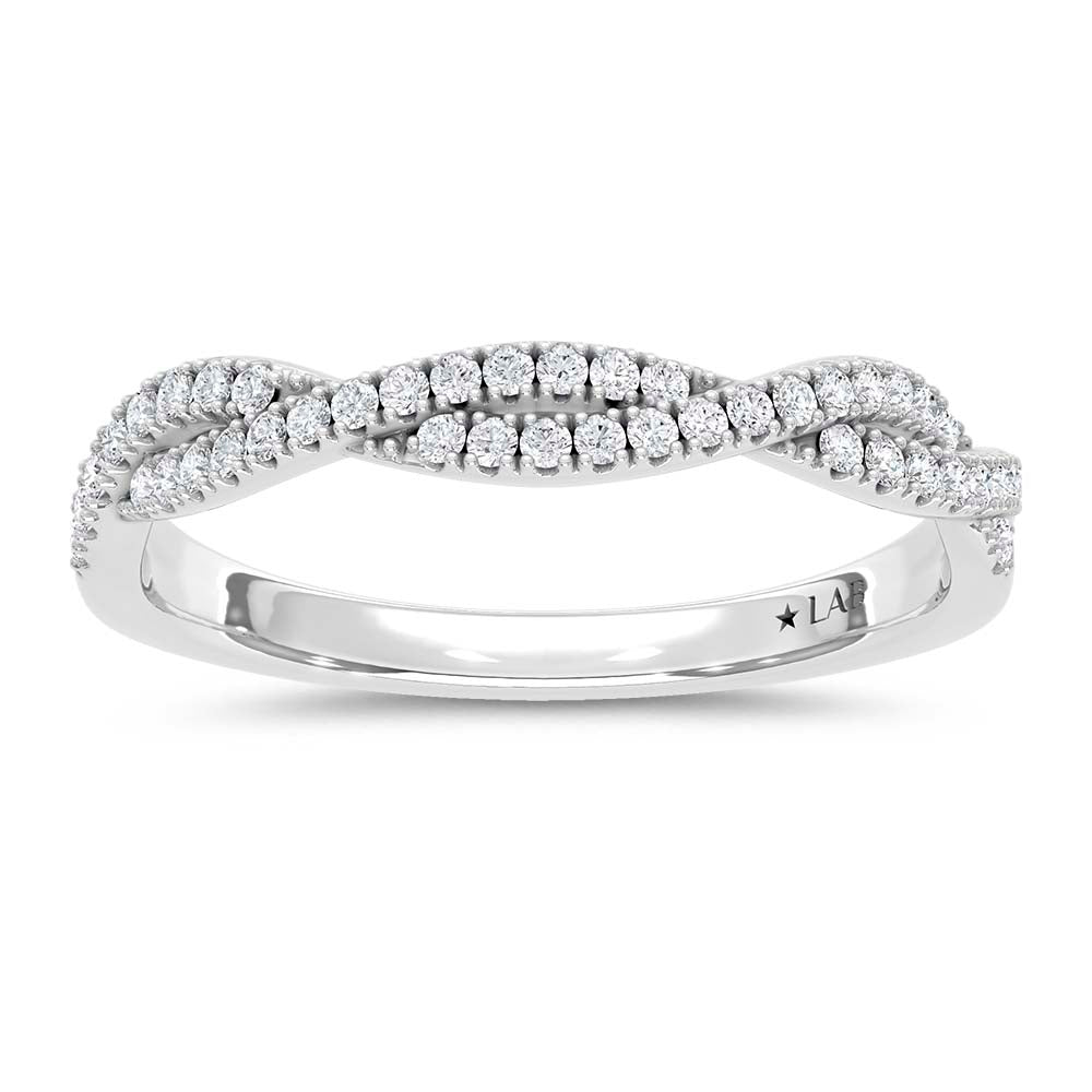 14K White Gold Lab Grown Round Diamond 1/5 CT Wedding Band