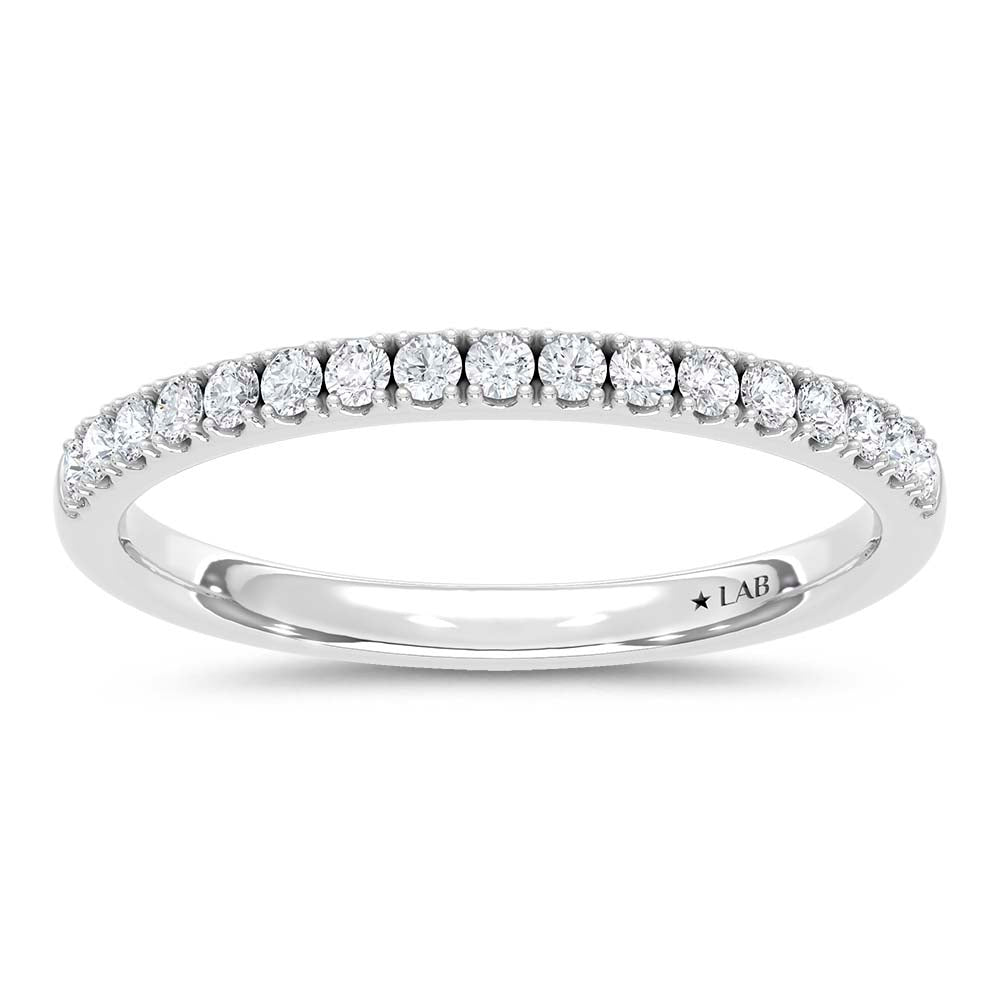 14K White Gold Lab Grown Round Diamond 1/4 CT Wedding Band