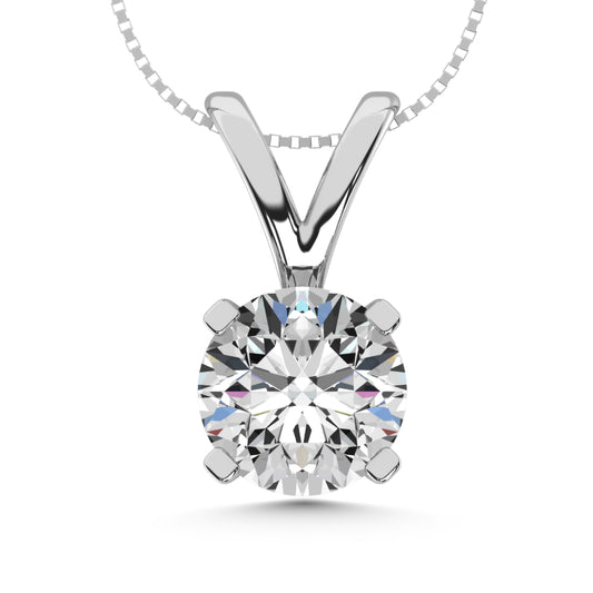 14K White Gold Lab Grown Diamond 1/4 CT Starlab Certified VS F  Solitaire Pendant (Available in 0.10ct to 2ct)