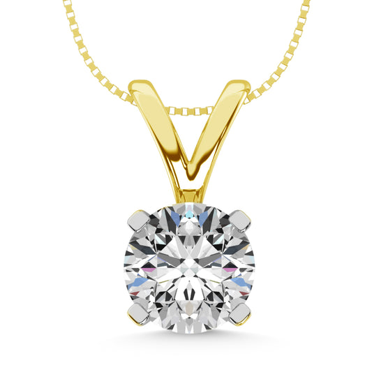 14K Yellow Gold Lab Grown Diamond 1/6 CT Starlab Certified VS F  Solitaire Pendant (Available in 0.10ct to 2ct)