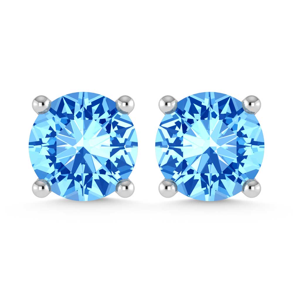14K White Gold Lab Grown Blue Diamond 1/5 CT Stud Earrings