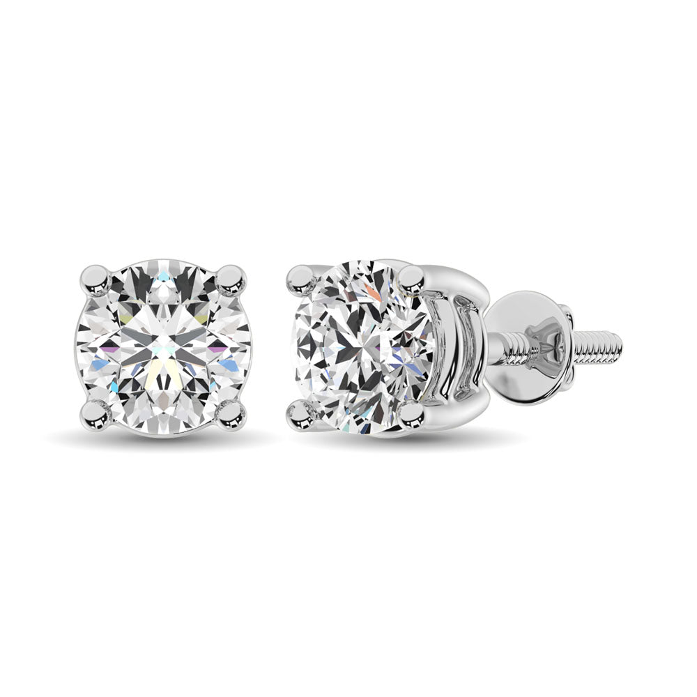 14K White Gold 1/20 CT Premium Diamond Stud Earrings
