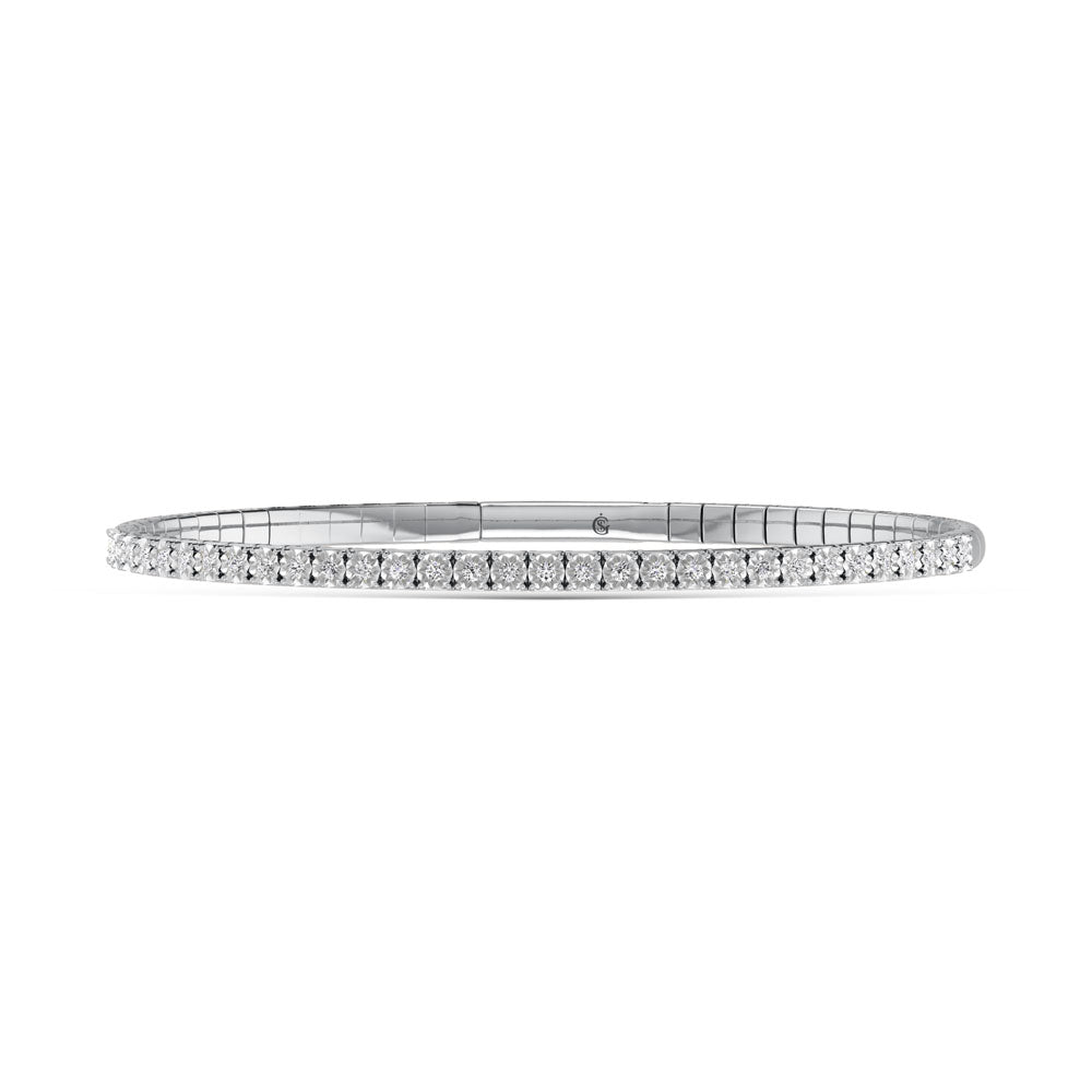 Sterling Silver Lab Grown Diamond 1/2 CT Flexi Bangle
